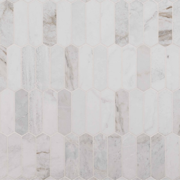 Msi Arabescato Venato White 11.73 In X 12 In. Picket Honed Marble Mosaic Tile, 10PK ZOR-MD-0384 - main